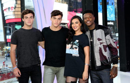 Hosts Ethan and Grayson Dolan, Tamara Dhia, and DC Young Fly in the TRL studio