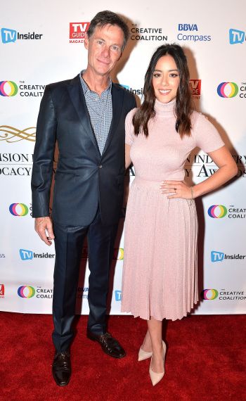 Paul Turcotte, President TV Guide Magazine and honoree Chloe Bennet attend the Television Industry Advocacy Awards benefiting The Creative Coalition