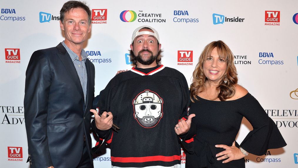 Paul Turcotte, President TV Guide Magazine, director/producer Kevin Smith, and Robin Bronk, CEO of The Creative Coalition attend the Television Industry Advocacy Awards benefiting The Creative Coalition, hosted by TV Guide Magazine & TV Insider