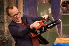 Chris Gethard with a chainsaw on The Chris Gethard Show