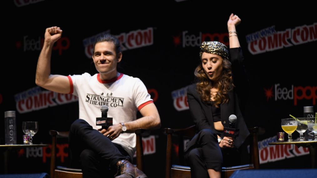 Jason Ralph and Stella Maeve speak at The Magicians Panel during 2017 New York Comic Con
