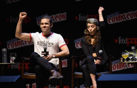 Jason Ralph and Stella Maeve speak at The Magicians Panel during 2017 New York Comic Con