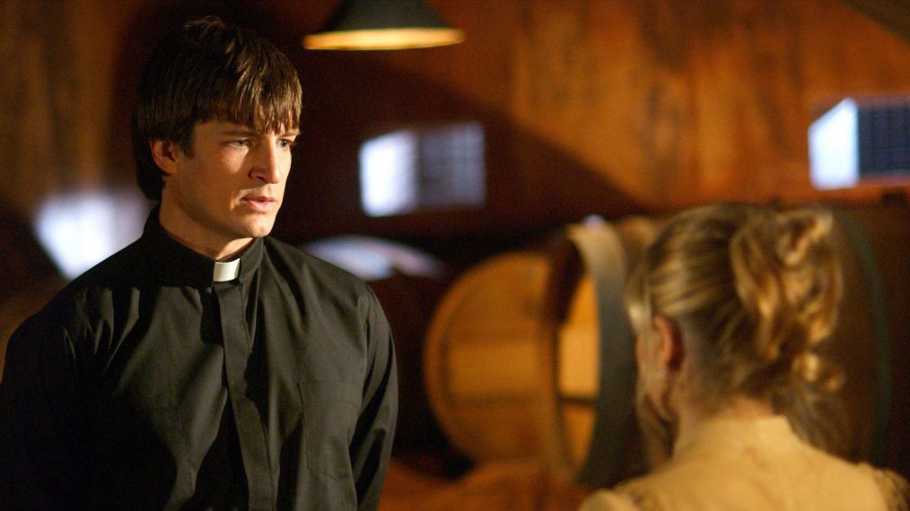 Nathan Fillion as a sadistic priest in Buffy the Vampire Slayer