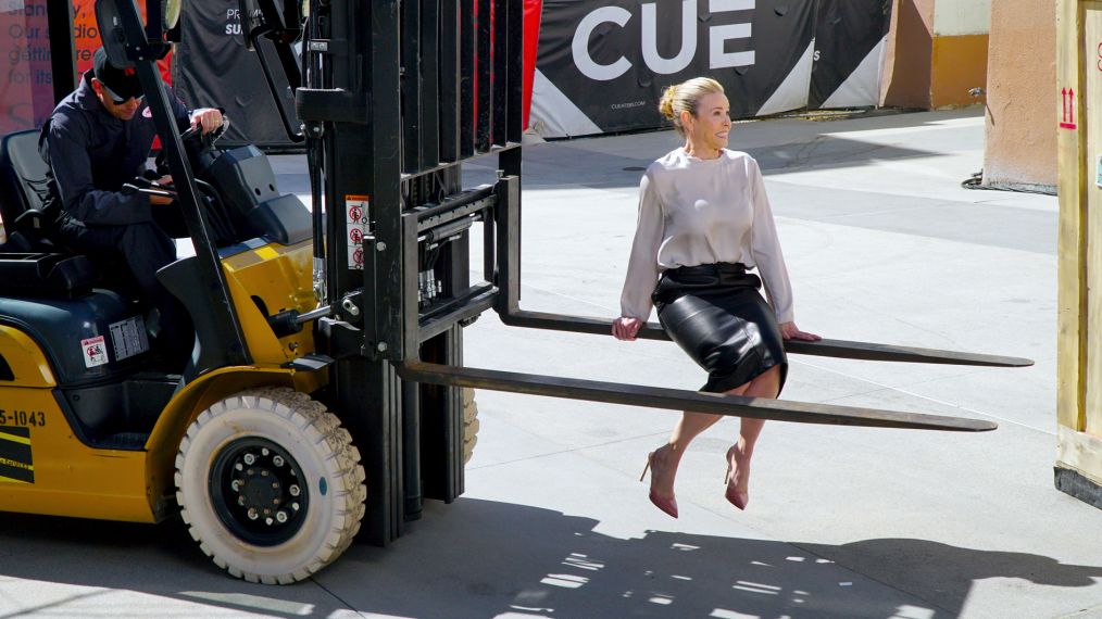 Chelsea Handler on a forklift