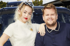 Miley Cyrus and James Corden perform in a Carpool Karaoke during The Late Late Show with James Corden