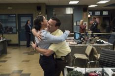 Melissa Fumero, Joe Lo Truglio hugging in Brooklyn Nine-Nine - 'Bad Beat'