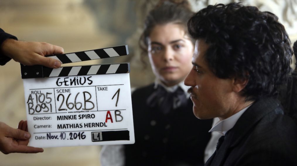 Behind the scenes with Samantha Colley with Johnny Flynn in National Geographic’s 'Genius' - Season 1