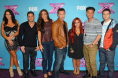 The Jersey Shore cast at Fox's 'The X Factor' Season Finale - Jenni 'Jwoww' Farley, Ronnie Ortiz-Magro, Sammi 'Sweetheart' Giancola, Mike 'The Situation' Sorrentino, Nicole 'Snooki' Polizzi, Paul 'Pauly D' DelVecchio, Vinny Guadagnino