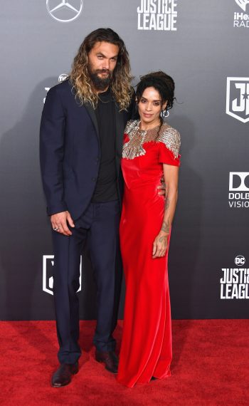 Jason Momoa and Lisa Bonet attend the premiere of Warner Bros. Pictures' Justice League