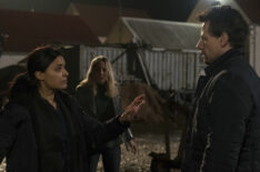 Shelley Conn as DI Vanessa Harmon, Joanne Froggatt as Laura Nielson, and Ioan Gruffudd as Andrew Earlham, in Liar - Season 1