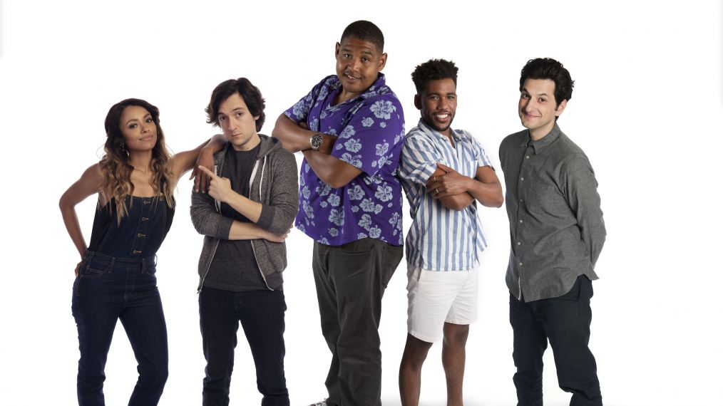 Nickelodeon’s Rise of the Teenage Mutant Ninja Turtles voice cast: Kat Graham (April O’Neil), Josh Brener (Donatello), Omar Miller (Raphael), Brandon Mychal Smith (Michelangelo), and Ben Schwartz (Leonardo)