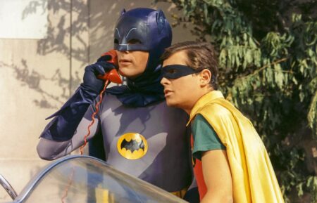 Burt Ward, US actor, and Adam West, US actor, both in costume as the 'Dynamic Duo' in a publicity still issued for the television series, 'Batman', USA, circa 1966. The television series featuring DC Comics characters, starred West as 'Bruce Wayne' and his alter ego 'Batman', and Ward as 'Dick Grayson' and his alter ego 'Robin'. (Photo by Silver Screen Collection/Getty Images)