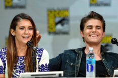 Nina Dobrev and Paul Wesley attend CW's 'The Vampire Diaries' panel during Comic-Con International 2014