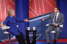 Democratic presidential candidate Hillary Clinton participates in a Town Hall meeting hosted by CNN and moderated by Chris Cuomo