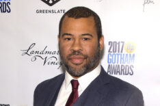 Jordan Peele poses with the award for Best Screenplay at The 2017 Gotham Awards