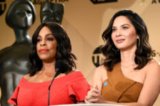 Niecy Nash and Olivia Munn speak at the 24th Annual Screen Actors Guild Awards Nominations Announcement