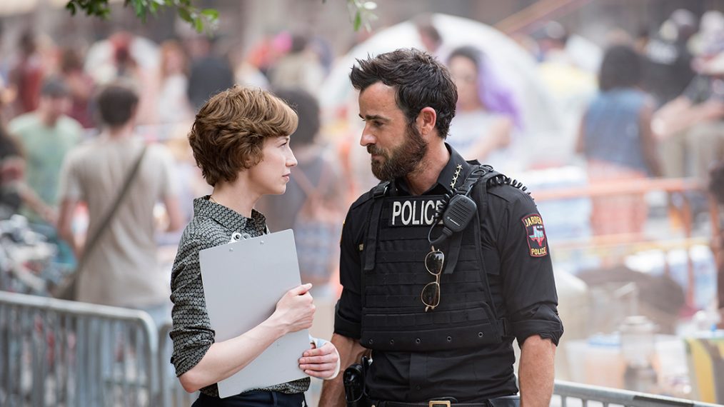 Carrie Coon as Nora Durst and Justin Theroux as Kevin Garvey in Season 3 of The Leftovers