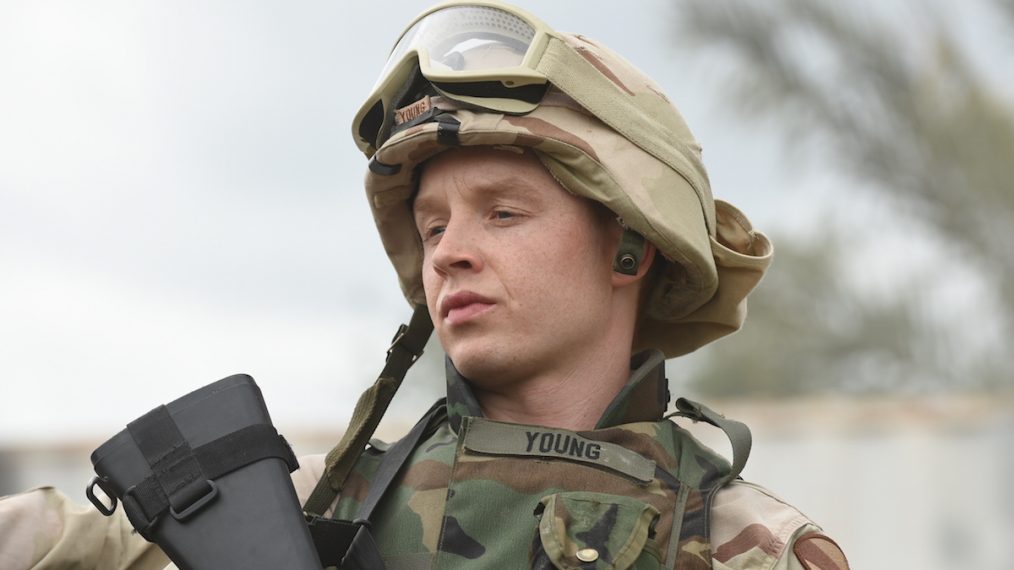 Noel Fisher portrays Pfc. Tomas Young on set of The Long Road Home