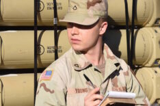 Noel Fisher portrays Pfc. Tomas Young on set of The Long Road Home at U.S. Military post, Fort Hood
