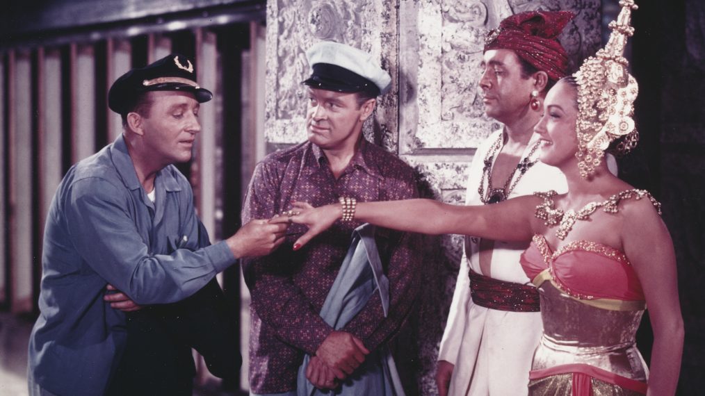 Bob Hope with Bing Crosby and Dorothy Lamour in 'Road to Bali,' 1952