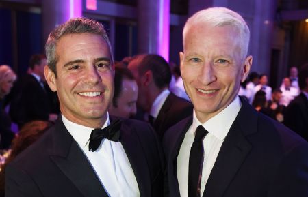 Andy Cohen and journalist Anderson Cooper attend Elton John AIDS Foundation's 14th Annual An Enduring Vision Benefit