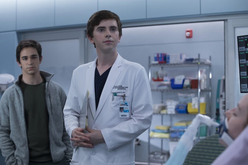 THE GOOD DOCTOR - "Apple" - During a robbery at the grocery mart Dr. Shaun Murphy is shopping at, his communication limitations puts lives at risk. Meanwhile, after Shaun's traumatic day, Dr. Aaron Glassman worries that he isn't doing enough to help Shaun, on "The Good Doctor," MONDAY, NOV. 20 (10:01-11:00 p.m. EST), on The ABC Television Network. (ABC/Jack Rowand) ZACHARY GORDON, FREDDIE HIGHMORE