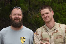 Eric Bourquin and Jon Beavers on set of The Long Road Home at U.S. Military post, Fort Hood, Killeen, Texas