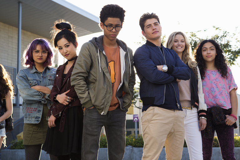 Marvel's Runaways - Gert Yorkes (Ariela Barer), Nico Minoru (Lyrica Okano), Alex Wilder (Rhenzy Feliz), Chase Stein (Gregg Sulkin), Karolina Dean (Virginia Gardner), and Molly Hernandez (Allegra Acosta)