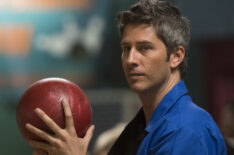 Arie Luyendyk Jr. holds a bowling ball