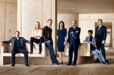 The cast of Billions - David Costabile, Malin Ackerman, Damian Lewis, Maggie Siff, Paul Giamatti, Condola Rashad, and Toby Leonard Moore