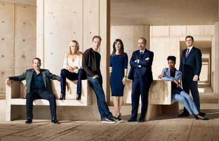 The cast of Billions - David Costabile, Malin Ackerman, Damian Lewis, Maggie Siff, Paul Giamatti, Condola Rashad, and Toby Leonard Moore