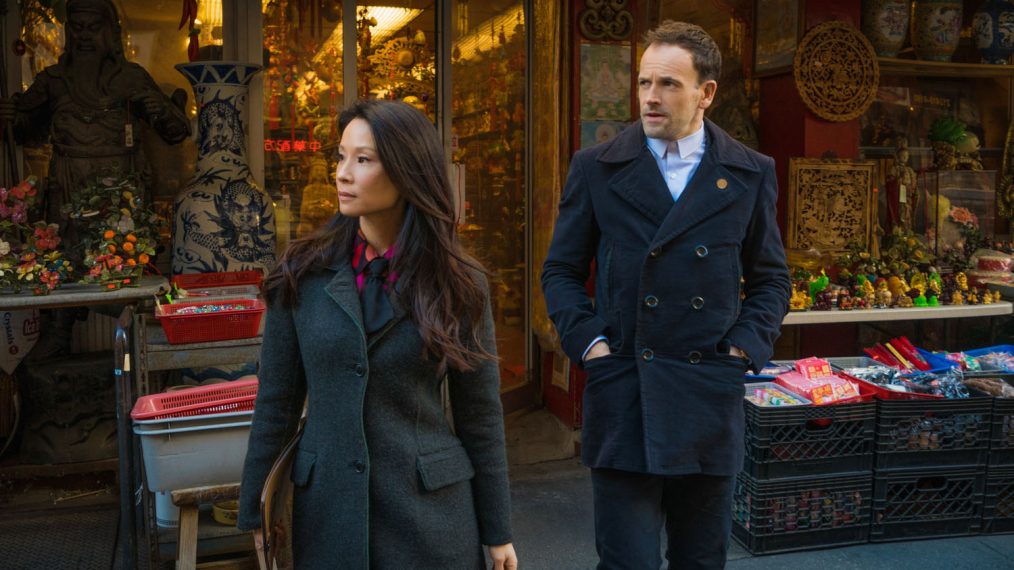 Lucy Liu as Joan Watson and Jonny Lee Miller as Sherlock Holmes in Elementary