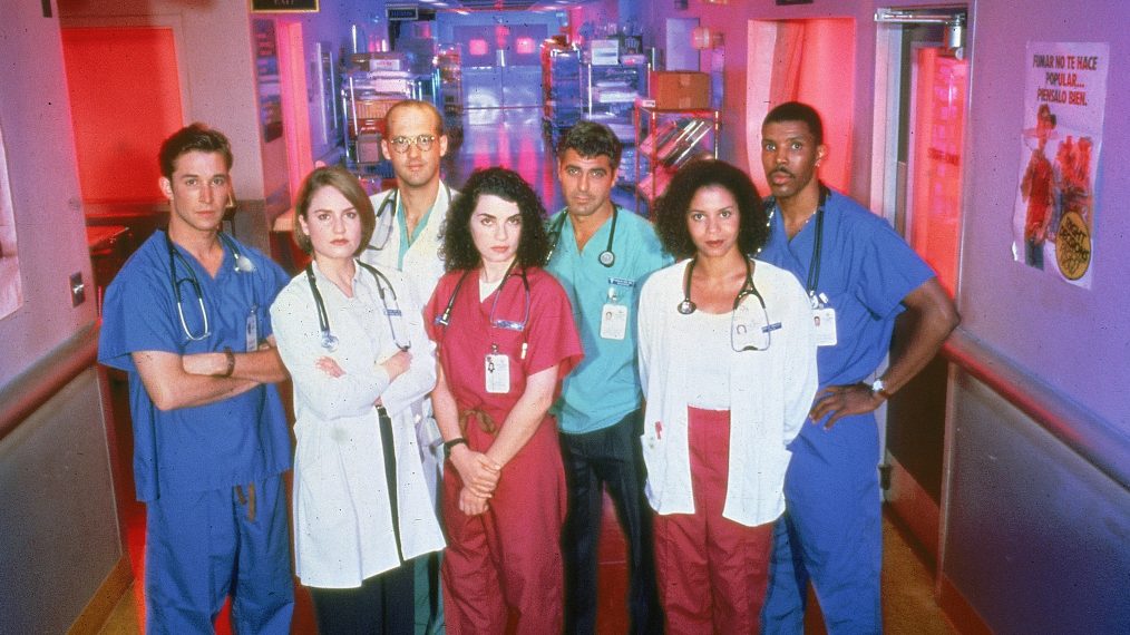 'E.R.' cast - Noah Wyle, Sherry Stringfield, Anthony Edwards, Julianna Margulies, George Clooney, Gloria Reuben and Eriq La Salle