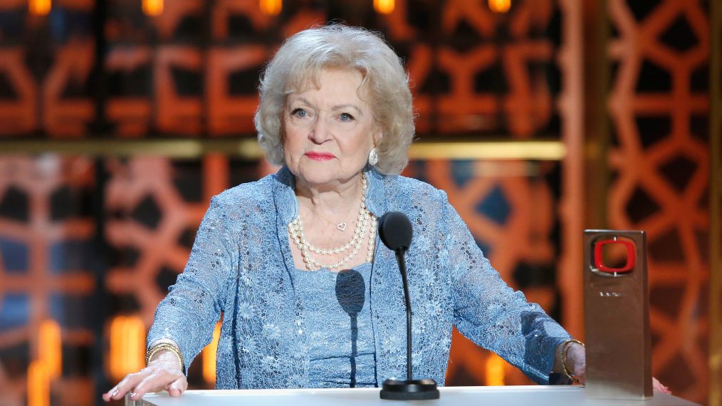 Actress Betty White speaks onstage during the 2015 TV Land Awards