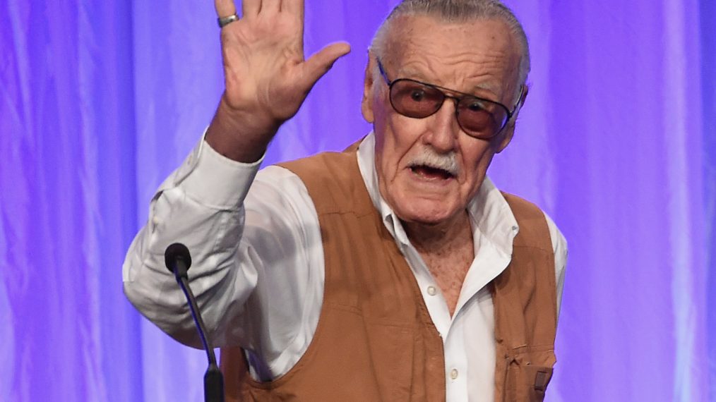 Stan Lee speaks onstage at the Hollywood Foreign Press Association's Grants Banquet