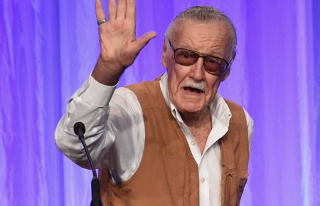 Stan Lee speaks onstage at the Hollywood Foreign Press Association's Grants Banquet