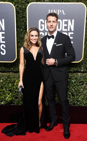 Justin Hartley and Chrishell Stause attend The 75th Annual Golden Globe Awards