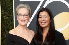 Meryl Streep and Ai-jen Poo attends The 75th Annual Golden Globe Awards