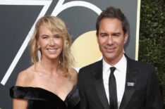 Janet Holden and Eric McCormack attends The 75th Annual Golden Globe Awards