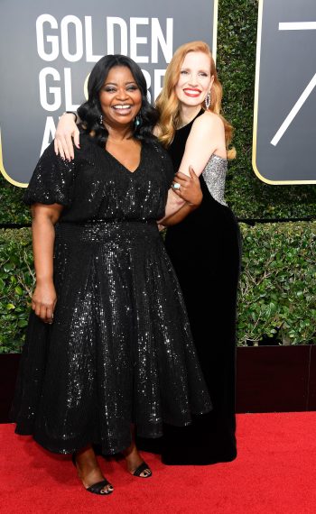 Octavia Spencer and Jessica Chastain attend The 75th Annual Golden Globe Awards