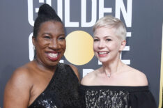 Activist Tarana Burke and Michelle Williams attends The 75th Annual Golden Globe Awards