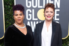 Community organizer Rosa Clemente and Susan Sarandon attend The 75th Annual Golden Globe Awards
