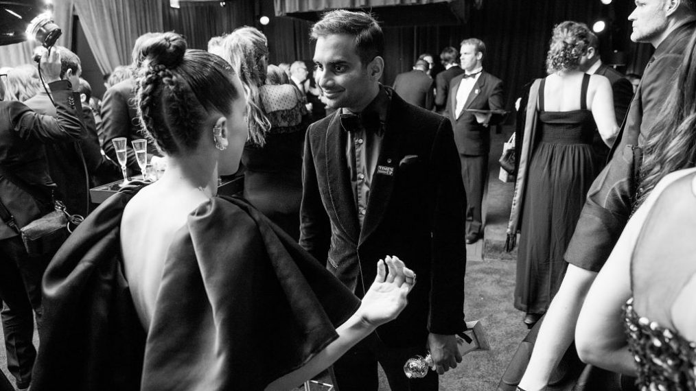 Millie Bobby Brown and Aziz Ansari attend the Netflix Golden Globes after party