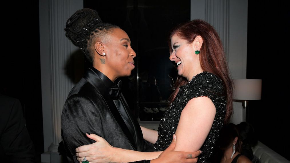 Lena Waithe and Debra Messing attend the 2018 75th Annual Golden Globe Awards Post-Party