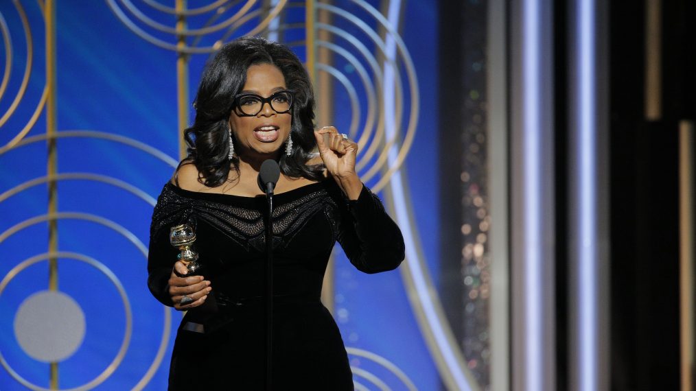 Oprah Winfrey accepts the 2018 Cecil B. DeMille Award speaks onstage during the 75th Annual Golden Globe Awards
