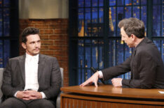 James Franco talks with host Seth Meyers during an interview in January 2017
