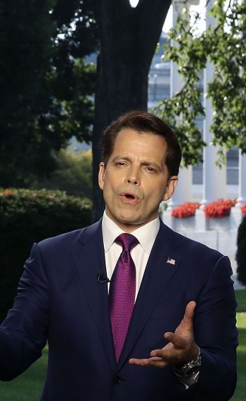 White House Communications Director Anthony Scaramucci speaks on a morning television show, from the north lawn of the White House