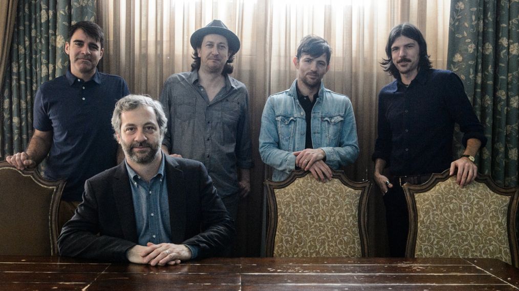 Avett Brothers - Bob Crawford, Michael Bonfiglio, Scott Avett, Seth Avett, and Judd Apatow