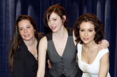 The WB's 'Charmed' 150th Episode Cake Cutting - Holly Marie Combs, Rose McGowan, and Alyssa Milano