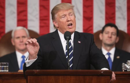 President Donald J. Trump delivers his first address to a joint session of the U.S. Congress